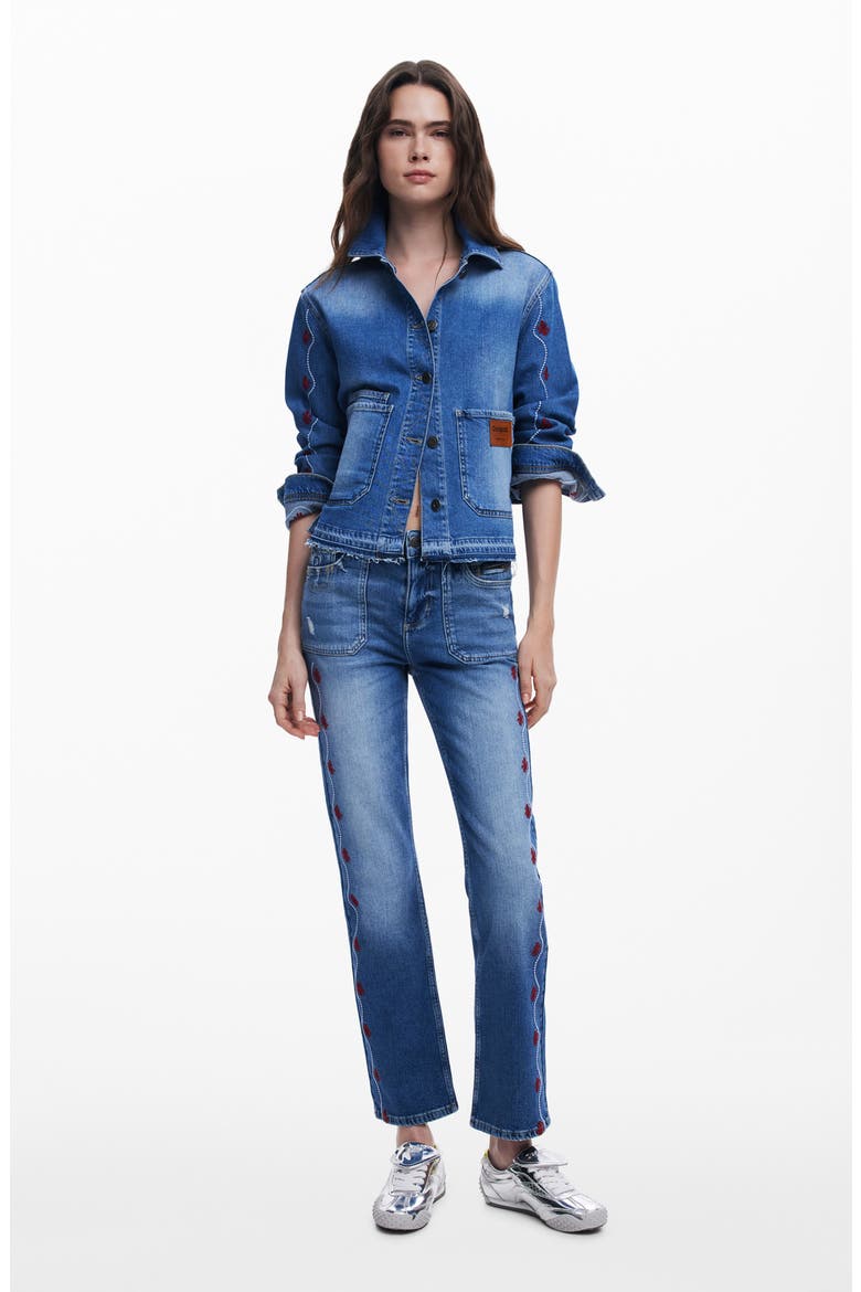 Denim Trucker Jacket, Alternate, color, LIGHT BLUE