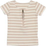 Manière Kids' Stripe Zip Short Sleeve Top