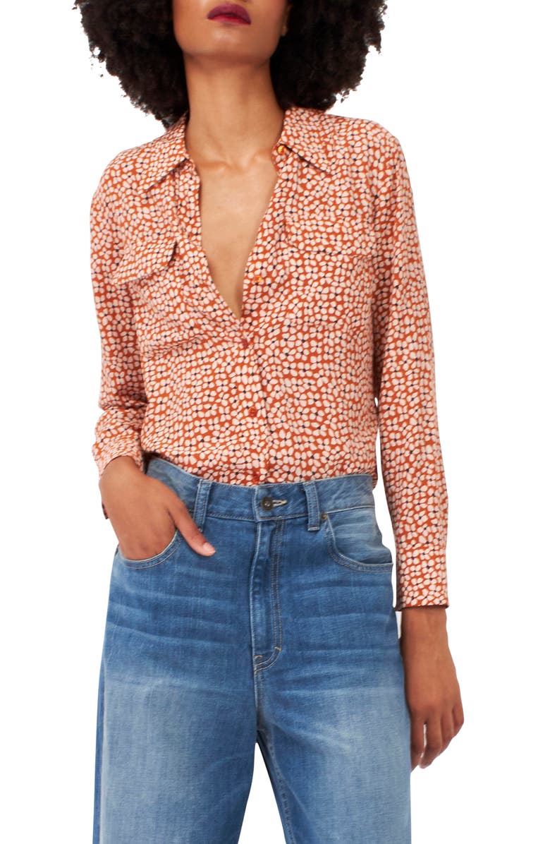 Equipment Signature Slim Fit Silk Button-Up Shirt, Main, color, 