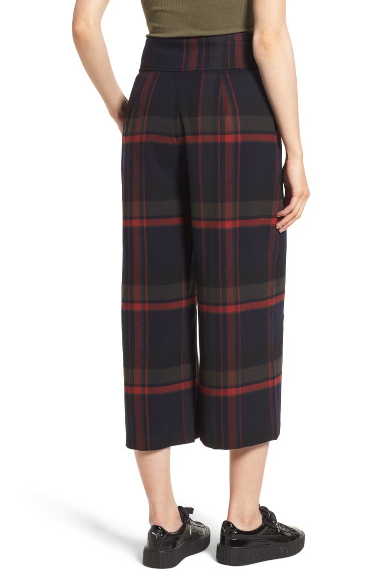High Rise Plaid Crop Pants, Alternate, color, NAVY MARITIME JESSA PLAID