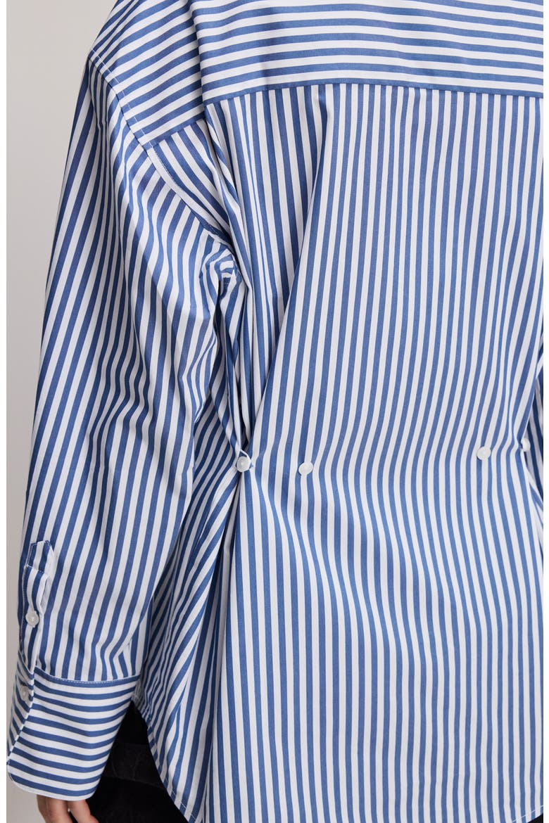 Oversize Cotton Poplin Button-Up Shirt, Alternate, color, INDIGO STRIPE