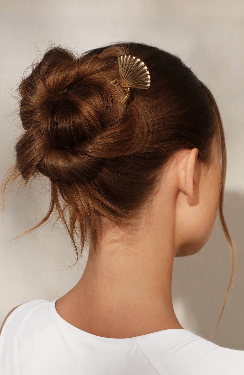 Kitsch Clamshell Metal French Hairpin, Alternate, color, Gold