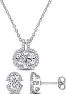 DELMAR Oval-Cut White Moissanite Earrings & Necklace Set