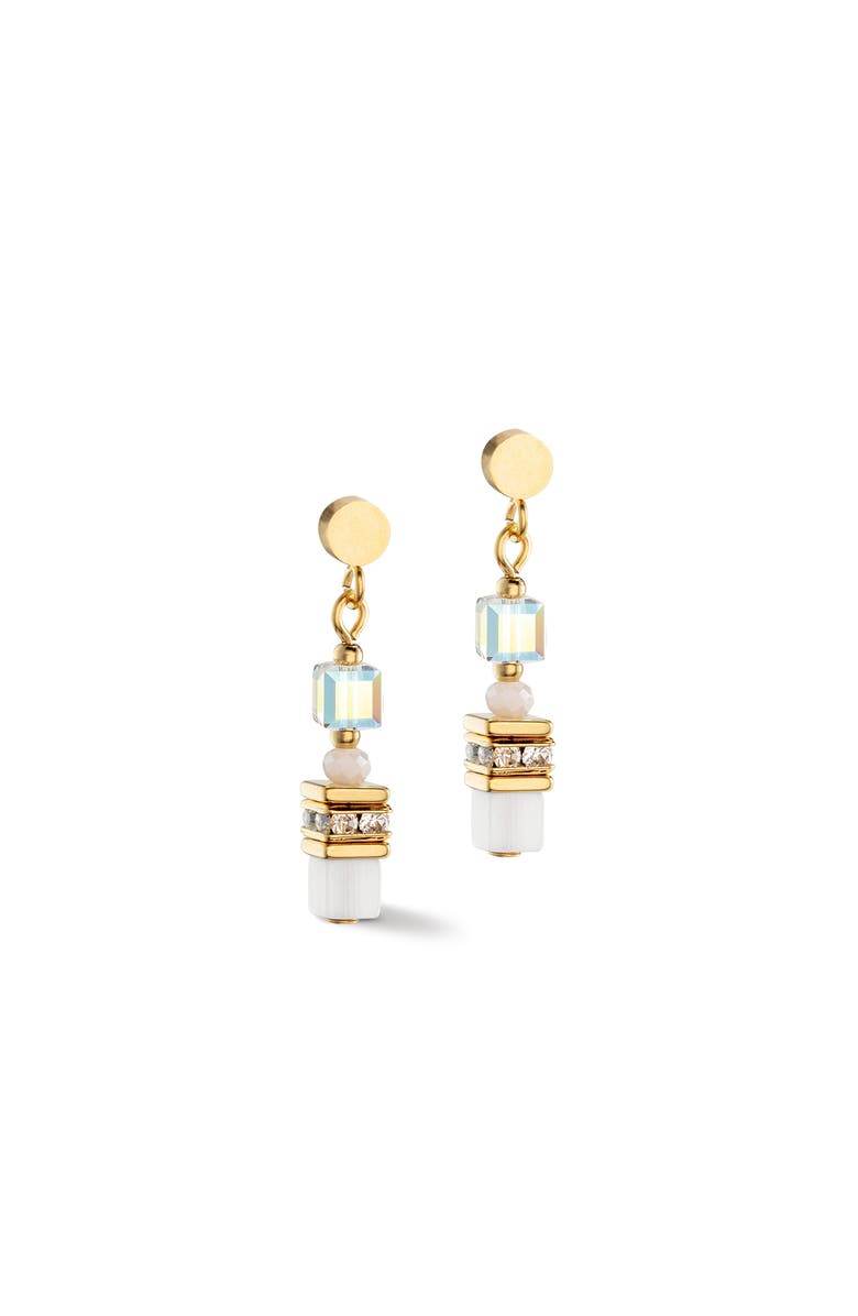 COEUR DE LION Mini Cubes Gold Earrings, Alternate, color, White