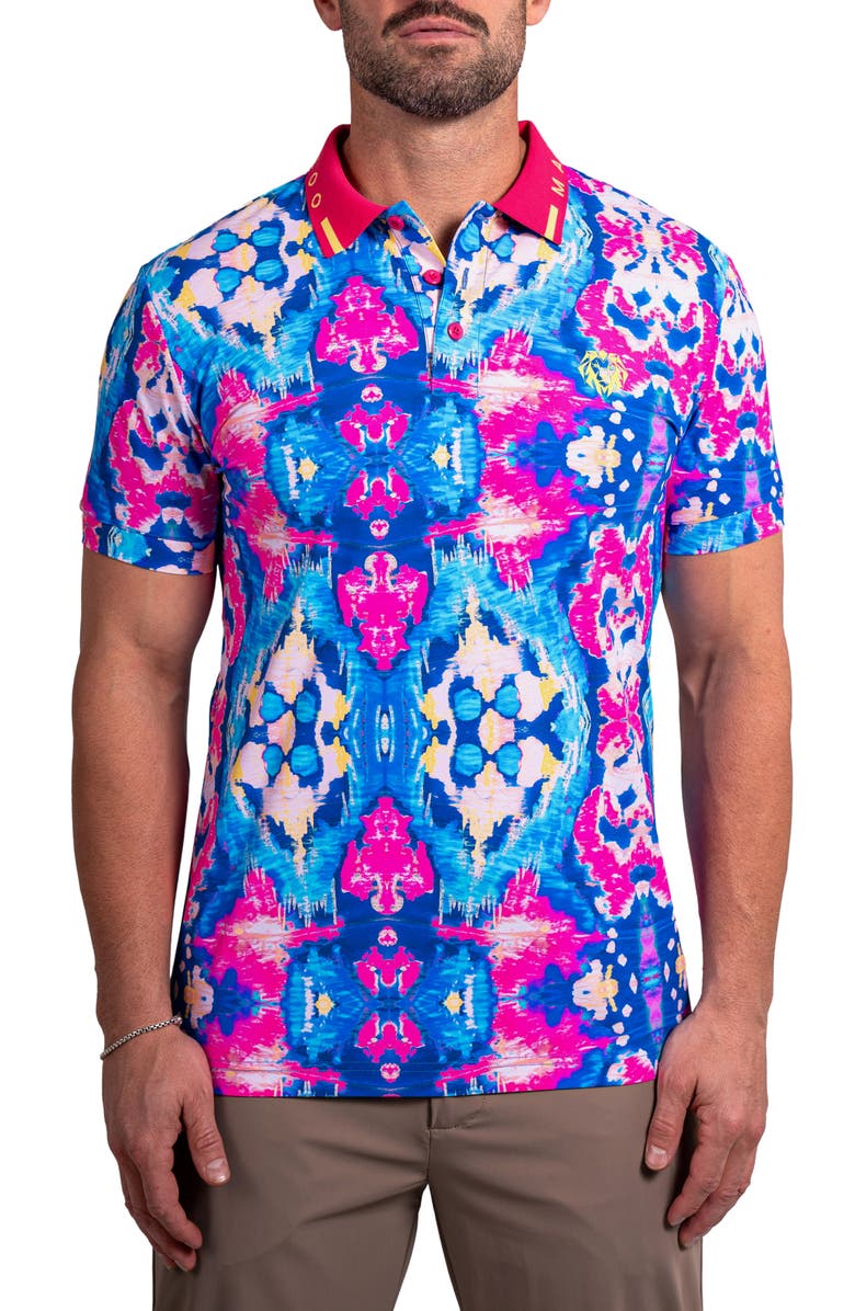Maceoo Ascension Stretch Nylon Polo, Main, color, Pink Multi