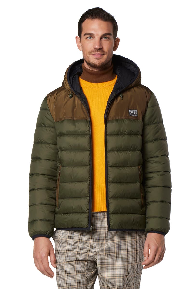 Andrew Marc Malone Color Blocked Hoodie, Alternate, color, Forest