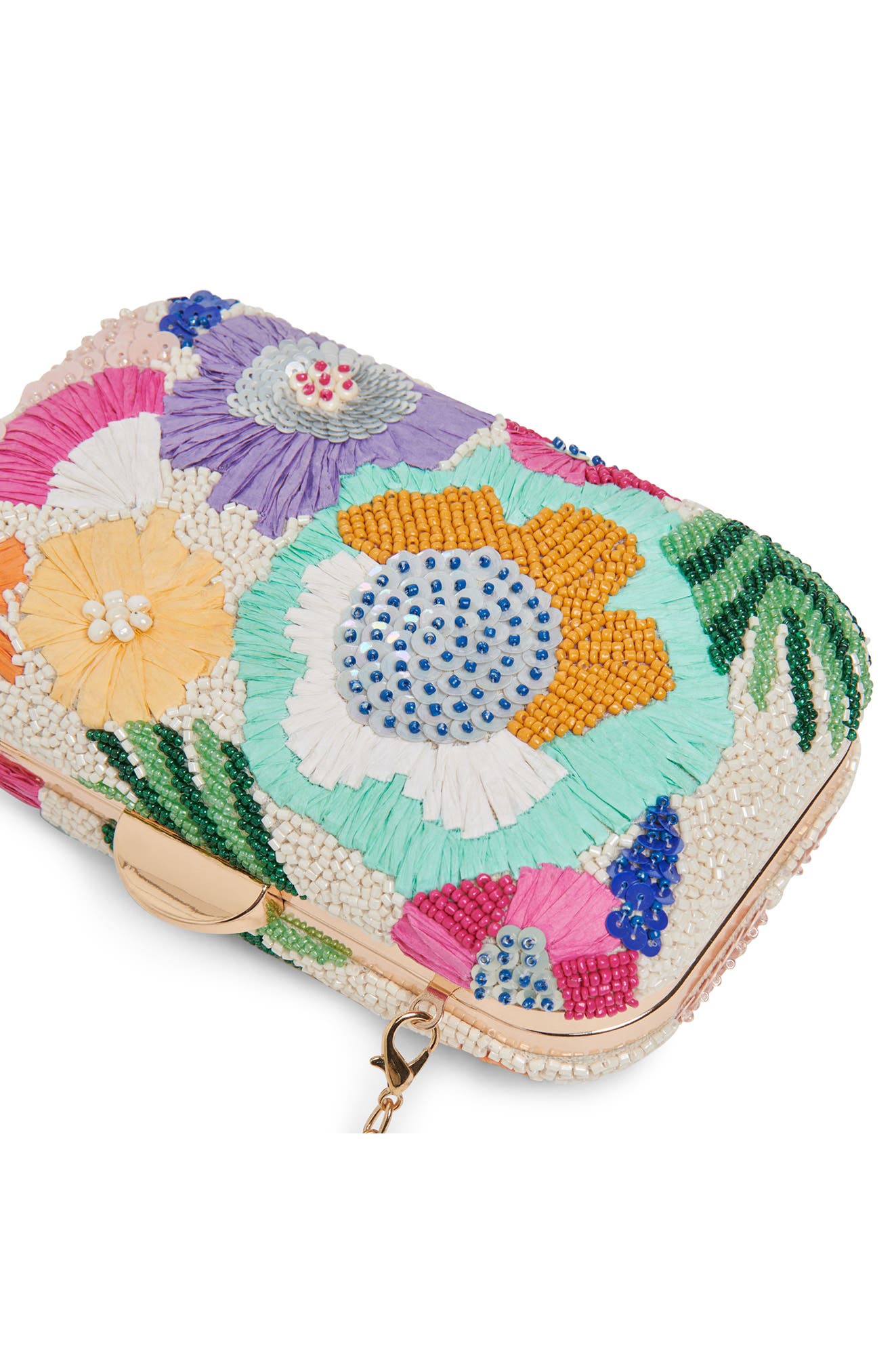 Dolce Vita Daisy Beaded Raffia Convertible Clutch, Alternate, color, 