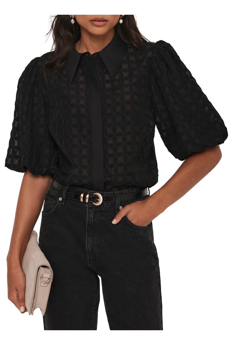 Petal Detail Shirt, Main, color, Black
