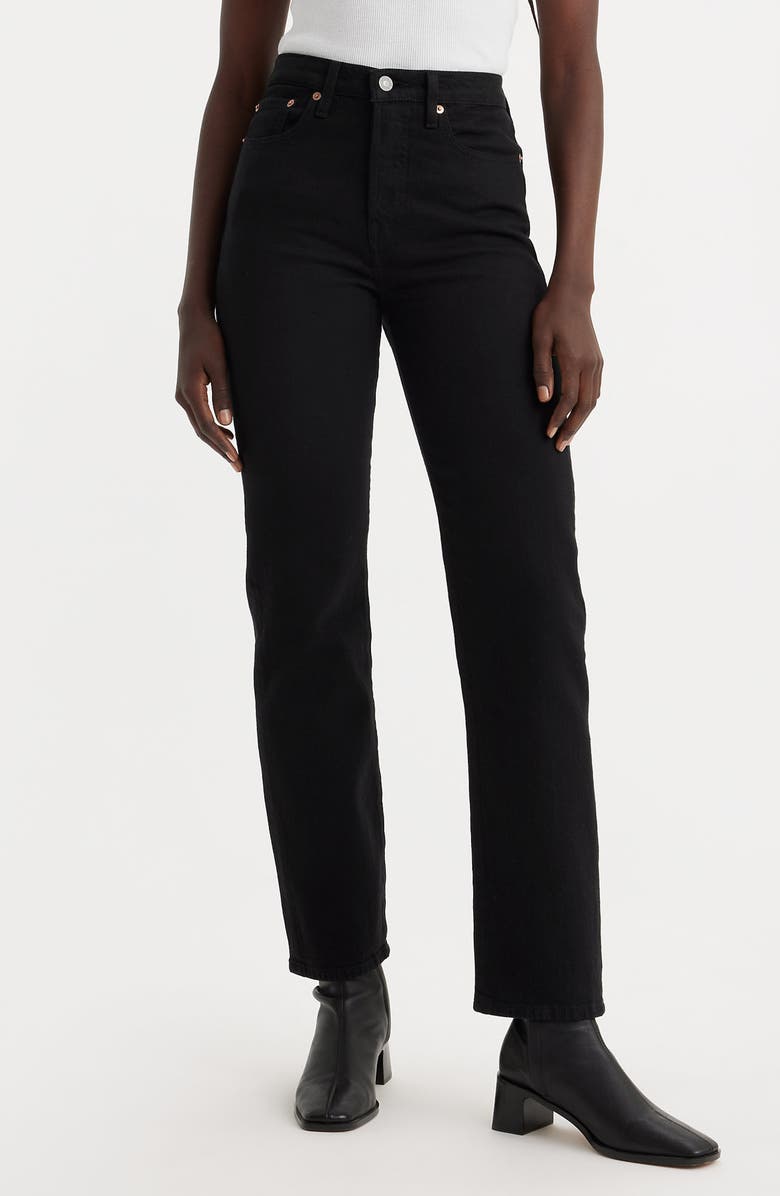 Levi's<sup>®</sup> Wedgie High Waist Straight Leg Jeans, Main, color, Flash Black