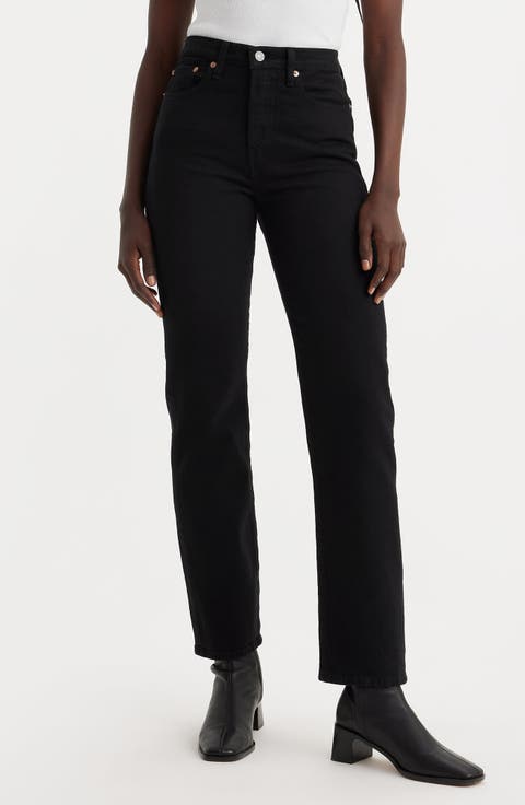 Wedgie High Waist Straight Leg Jeans (Flash Black)