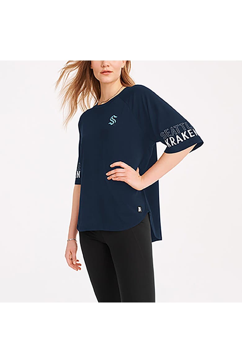 Women's DKNY Sport Navy Seattle Kraken Diana Tri-Blend Oversized T-Shirt, Alternate, color, Navy