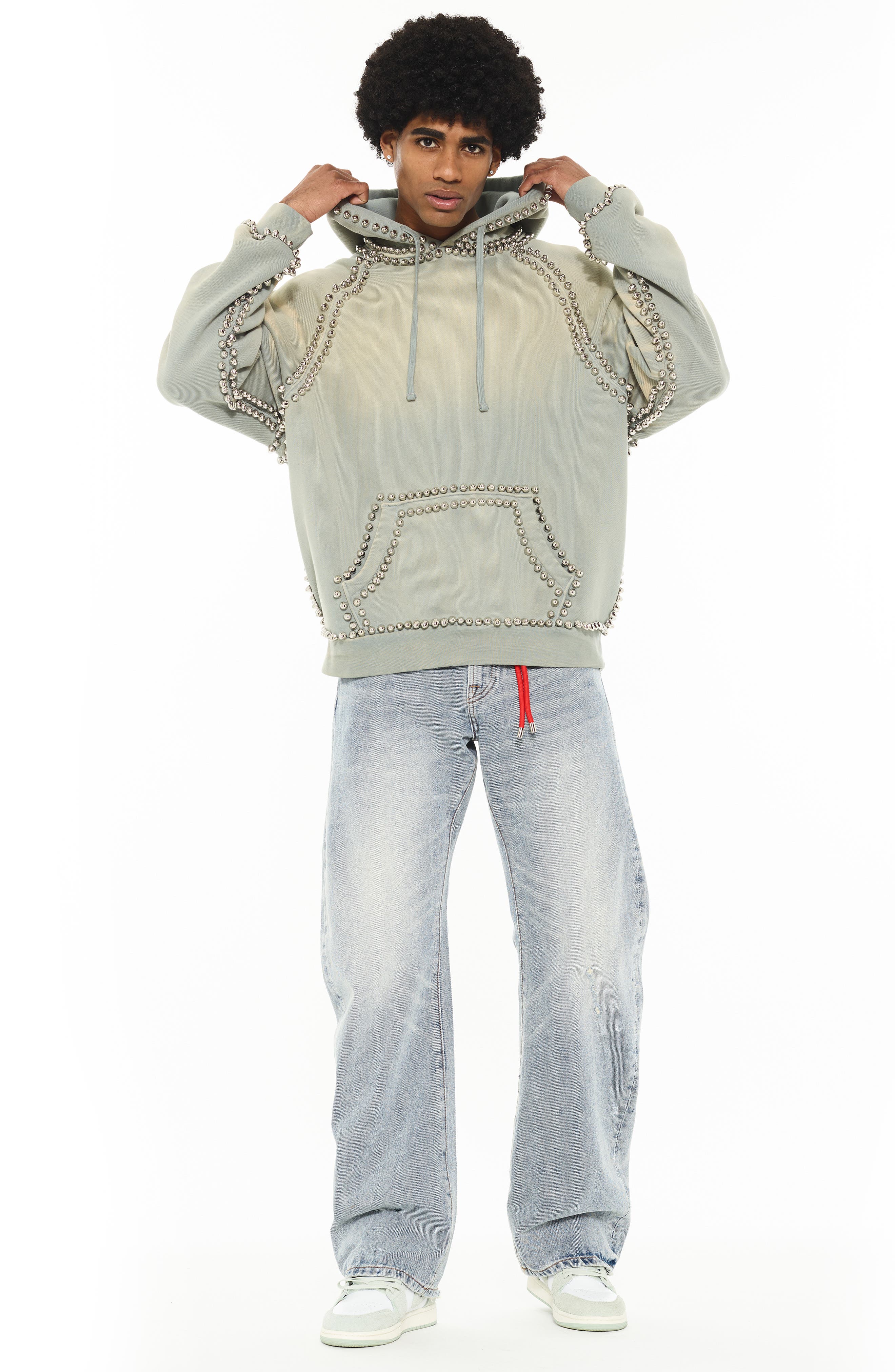 Cult of Individuality Stud Two-Tone Hoodie (Men) | Nordstrom