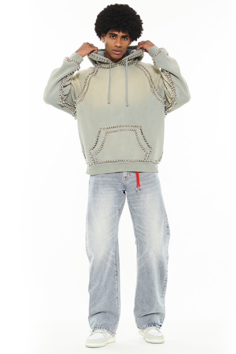 Stud Two-Tone Hoodie, Alternate, color, SMOG