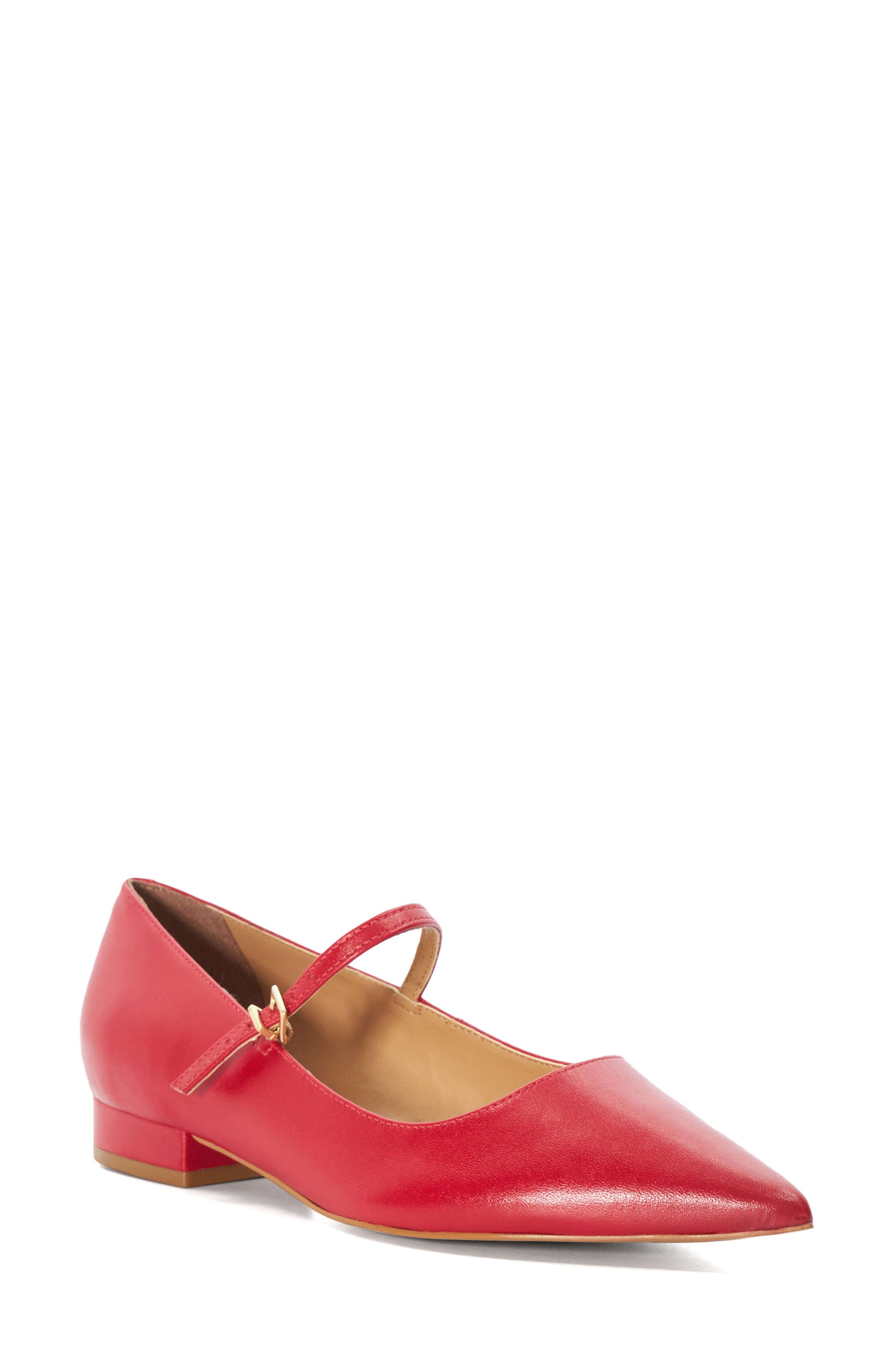 Hastas Pointed Toe Mary Jane Flat, Main, color, RED