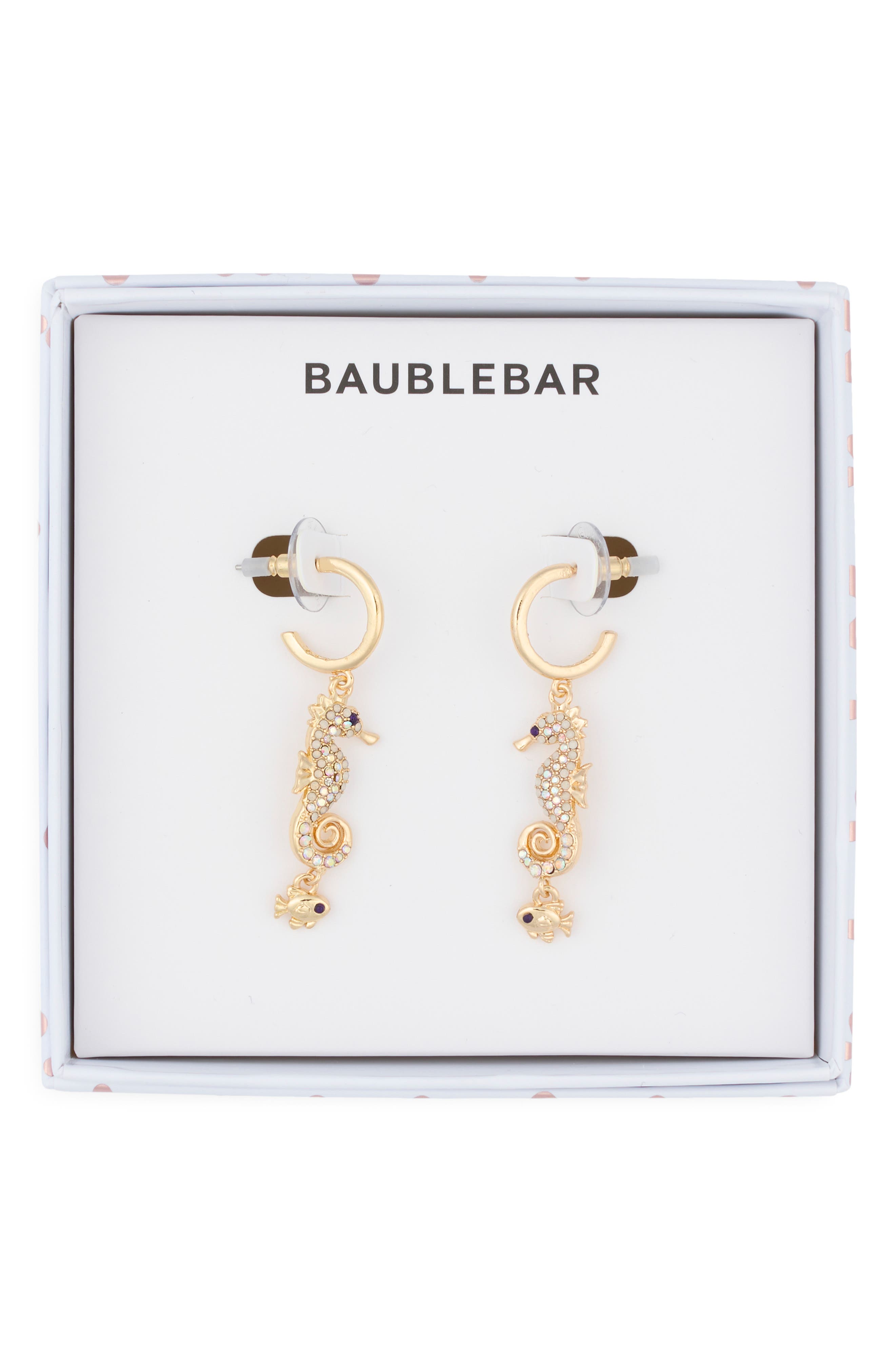 Hold Your Seahorses Drop Huggie Hoop Earrings