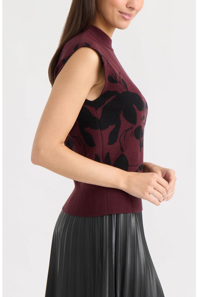Floral Jacquard Sleeveless Sweater, Alternate, color, WINETASTING