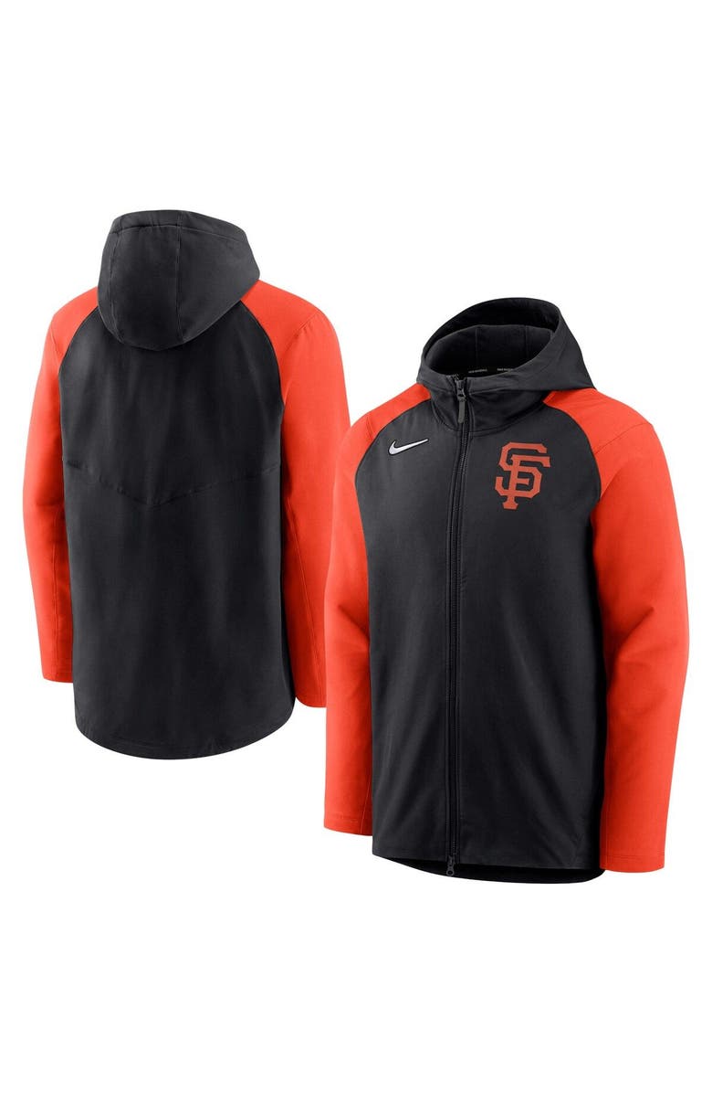 Nike Men's Nike Black/Orange San Francisco Giants Authentic Collection Performance Raglan Full-Zip Hoodie, Main, color, 