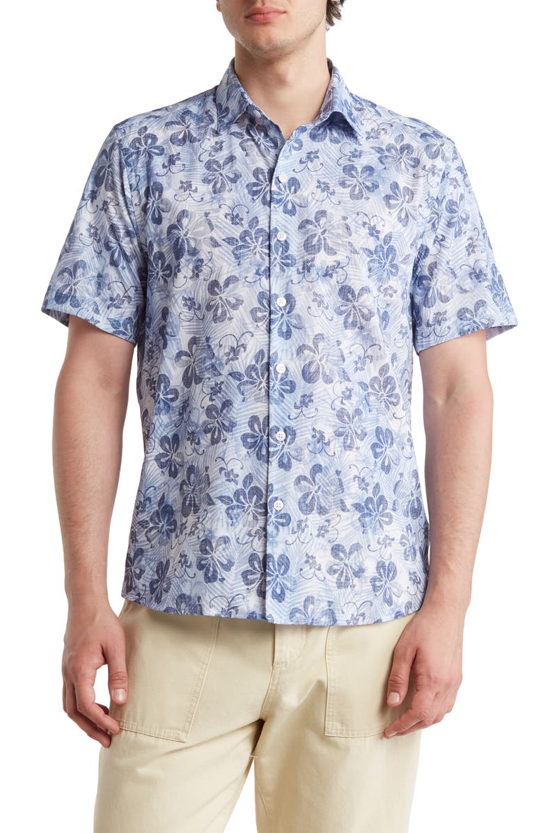 WESTZEROONE Balto Floral Short Sleeve Button-Up Shirt, Main, color, 