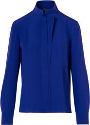 Akris Stand Collar Silk Crepe Shirt