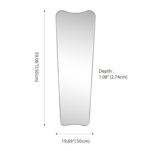 Jonathan Y Alfie Rectangular Metal Framed Wall Mounted Full-length Mirror In Nickel