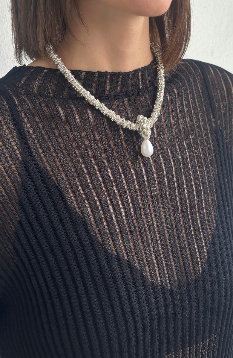 Adornia Crystal Rondelle Faux Pearl Pendant Necklace, Alternate, color, 