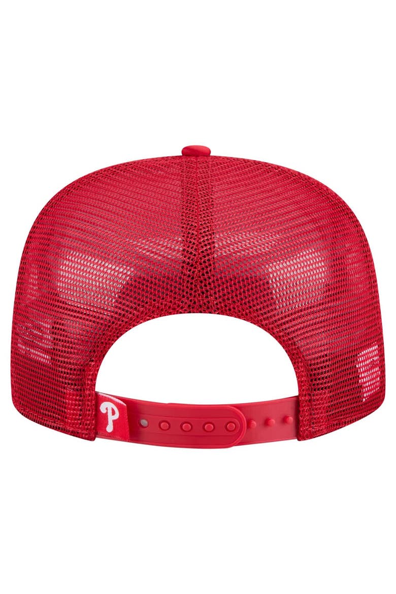 Men's New Era Red Philadelphia Phillies Retro Satin Script Golfer Adjustable Hat, Alternate, color, Red