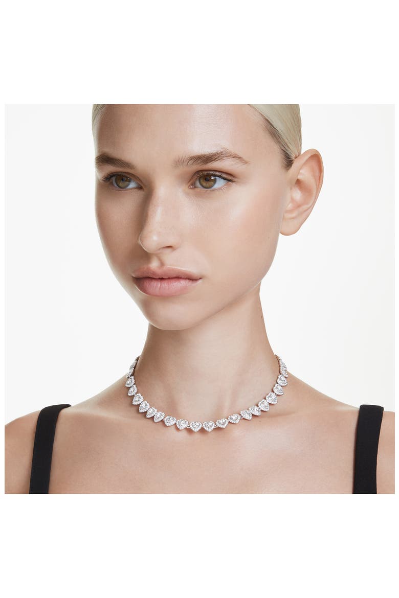 x Ariana Grande Angelic Crystal Heart Halo Collar Necklace, Alternate, color, WHITE/ SILVER