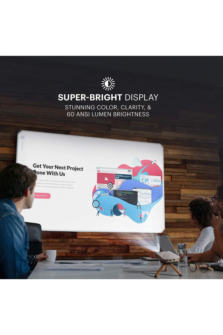 Luma 150 Pico Projector, Rechargeable Ultra Mini Projector with Built-In Speaker, Alternate, color, White