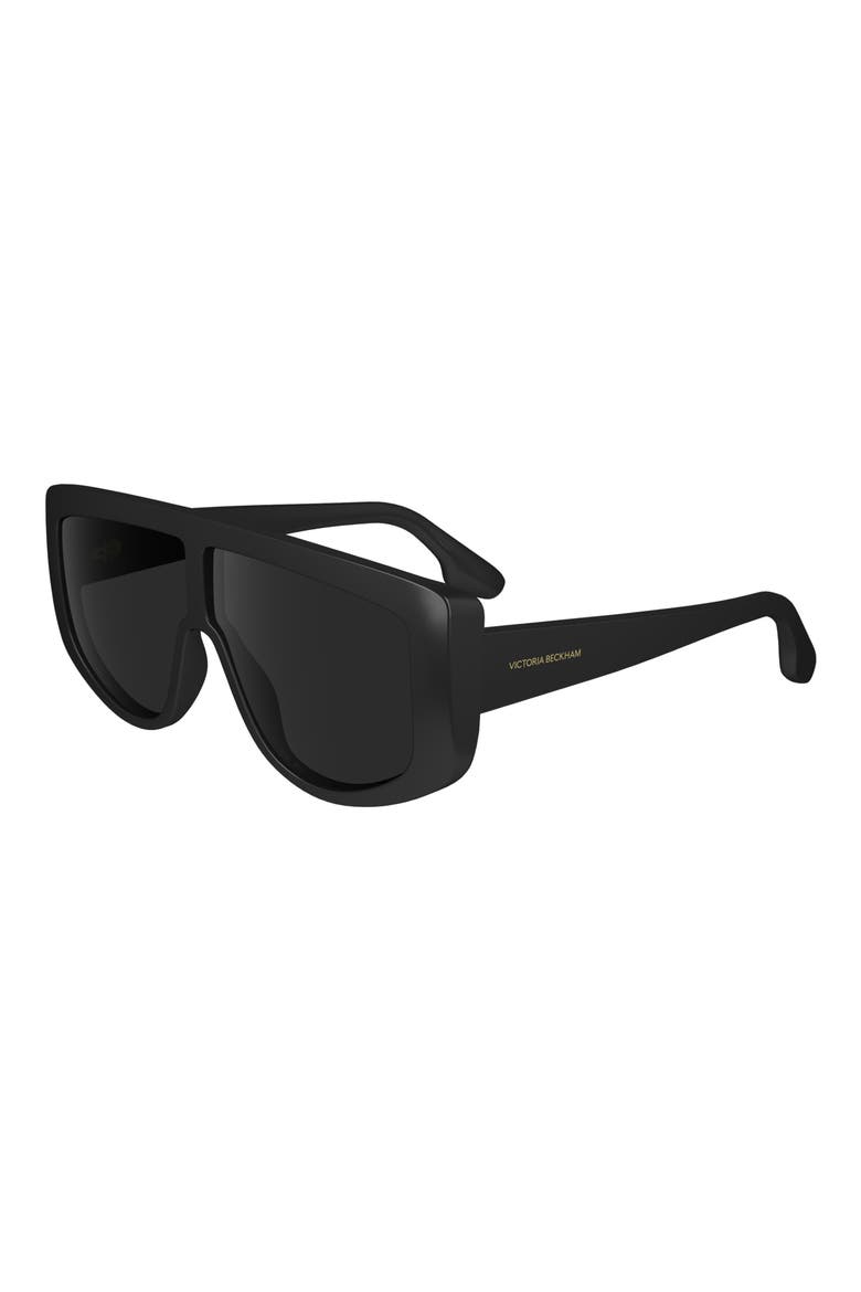 Denim 61mm Tea Cup Shield Sunglasses, Alternate, color, BLACK