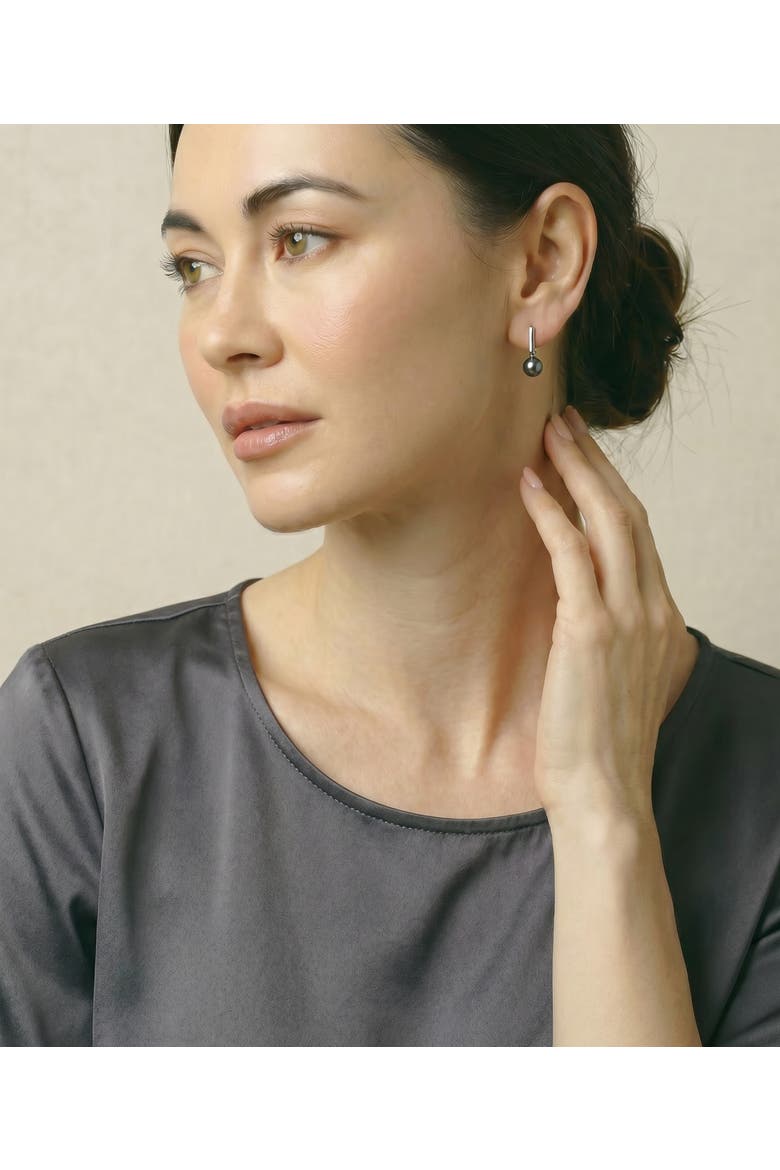 Tahitian South Sea Pearl Huggie Susie Earrings, Alternate, color, White Gold