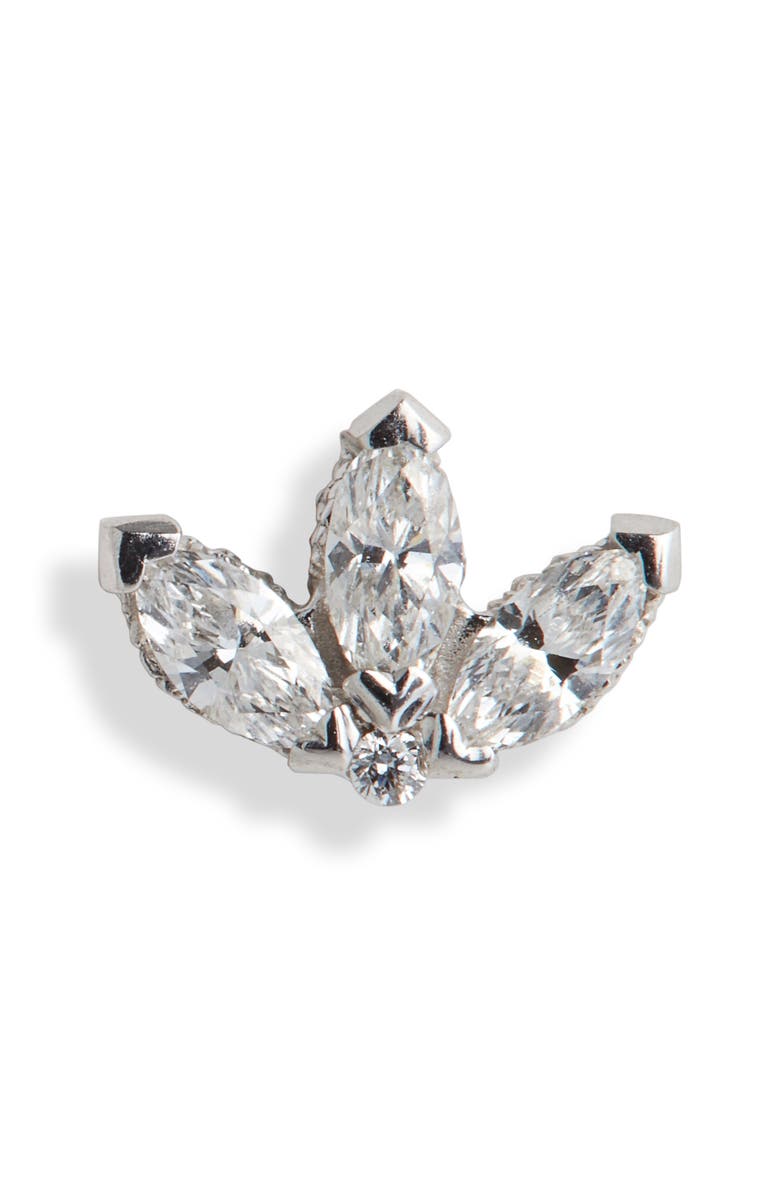 MARIA TASH Engraved Diamond Lotus Stud Earring, Main, color,
