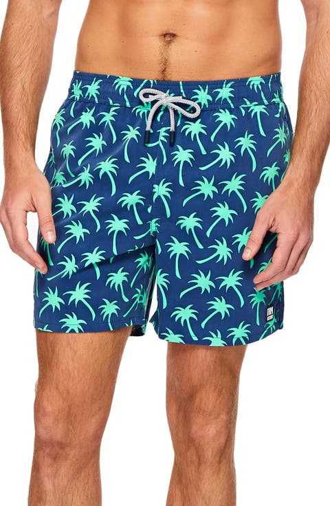 Palm Tree Print Swim Trunks