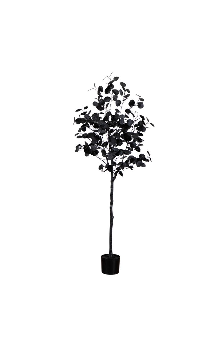 NEARLY NATURAL 5-ft Artificial Halloween Black Eucalyptus Tree, Main, color, Black