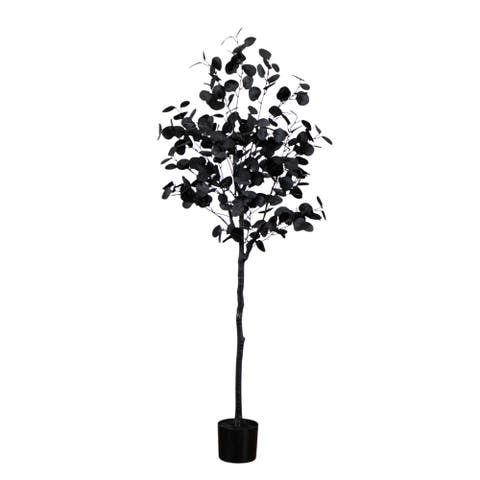 5-ft Artificial Halloween Black Eucalyptus Tree