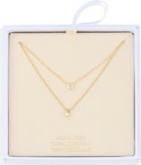 NORDSTROM RACK Cubic Zirconia & Bead Pendant Layered Necklace