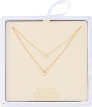 NORDSTROM RACK Cubic Zirconia & Bead Pendant Layered Necklace