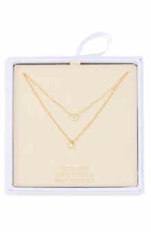 NORDSTROM RACK Cubic Zirconia & Bead Pendant Layered Necklace