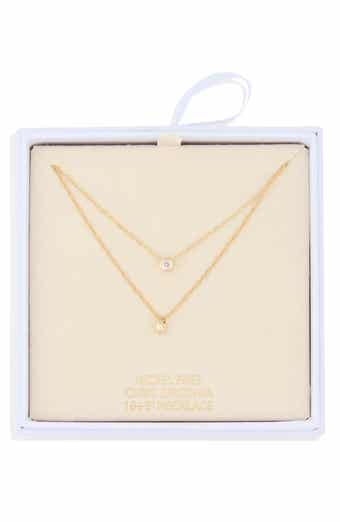 Cubic Zirconia & Bead Pendant Layered Necklace