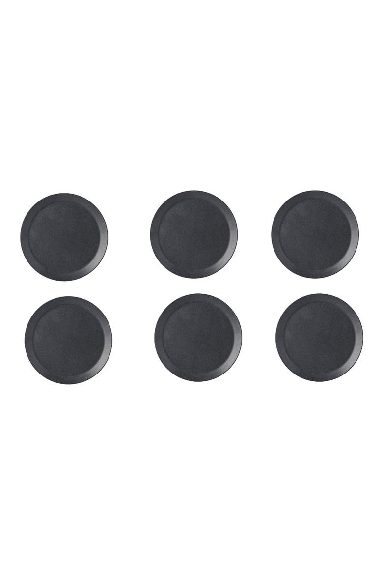 Bloom Set of 6 Dinner Plates, Main, color, BLACK