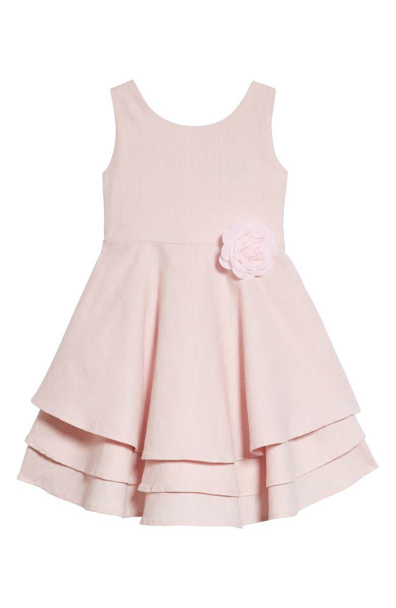 Ava & Yelly Tiered Linen Blend Party Dress, Main, color, 