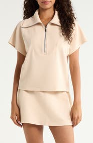 SPANX® Rib Short Sleeve Half Zip Pullover