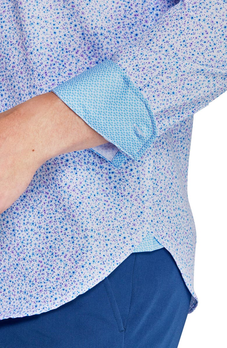 W.R.K Slim Fit Micro Floral Performance Dress Shirt, Alternate, color, White/ Blue