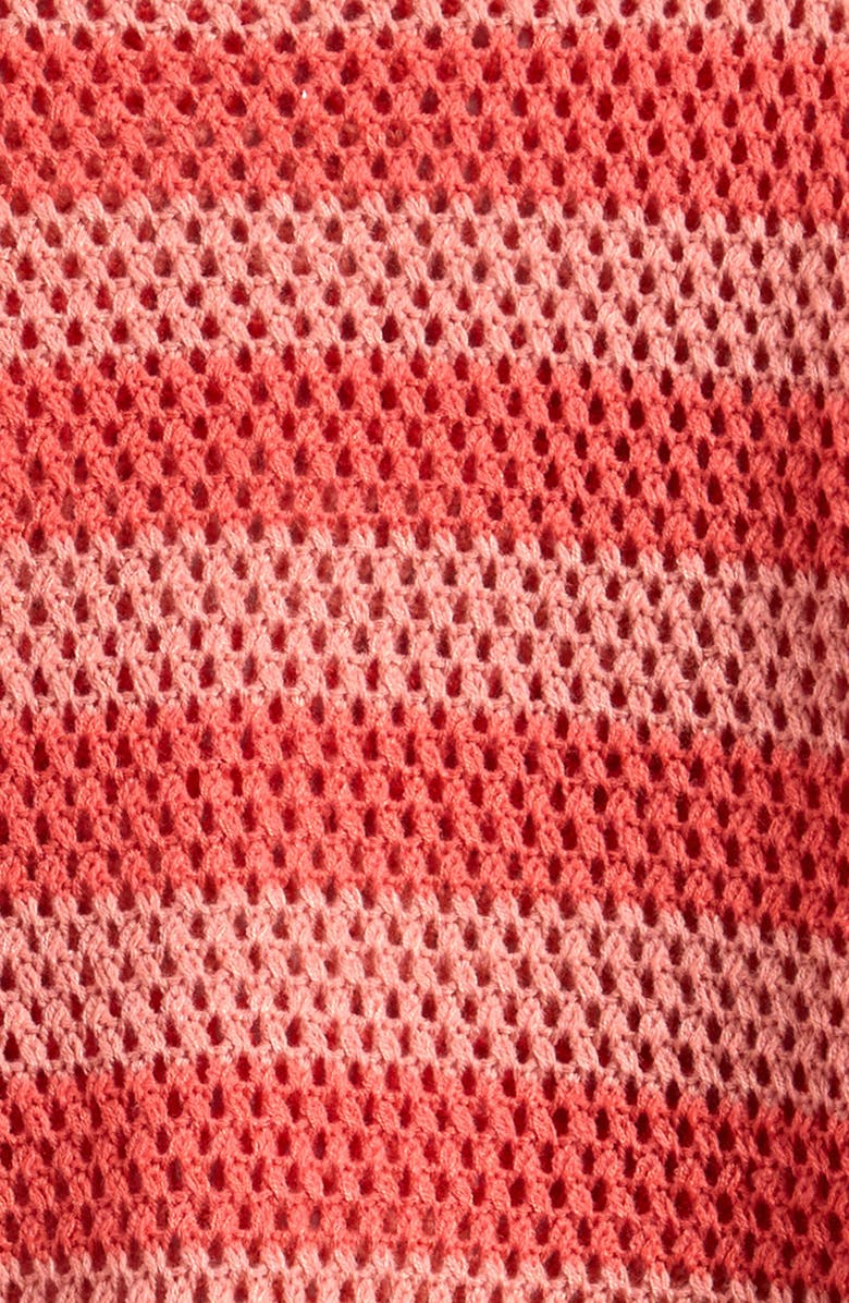 Freshman Kids' Stripe Open Stitch Sweater, Alternate, color, Coral Pink Stripe