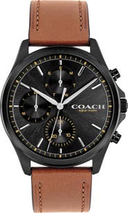 COACH Oliver Leather Strap Watch