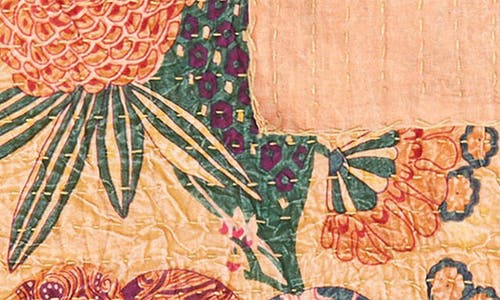 Taj Hotel Vintage Cotton Kantha Throw Blanket In Multi Peach