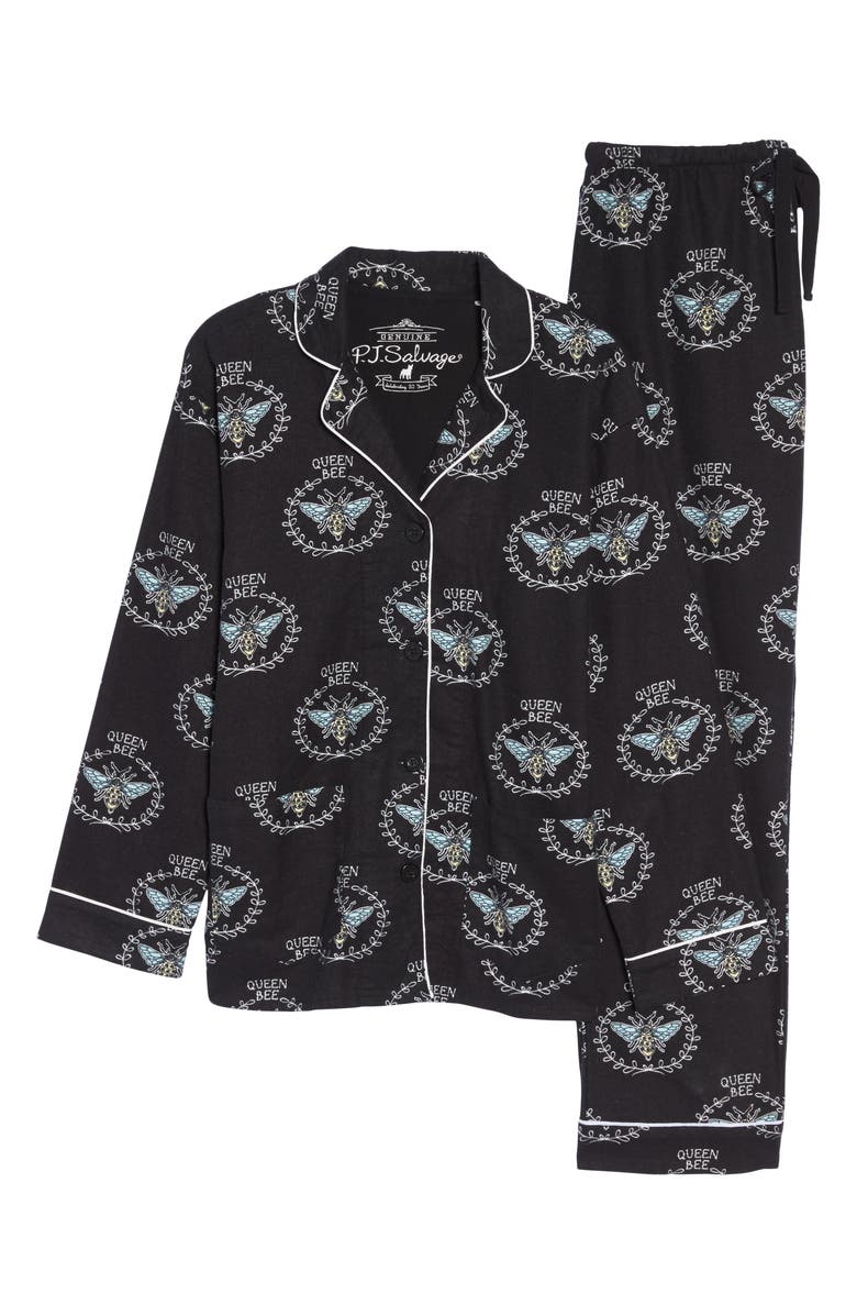 PJ Salvage Print Flannel Pajamas, Alternate, color,