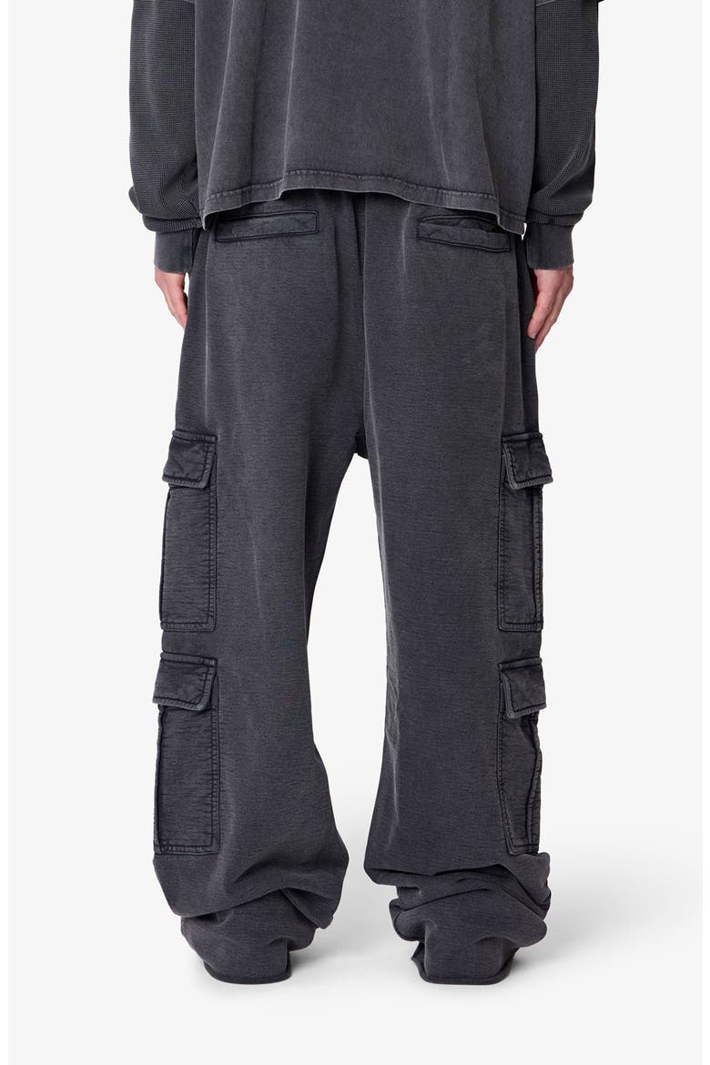 Ultra Baggy Cotton Flece Cargo Sweatpants, Alternate, color, WASHED BLACK