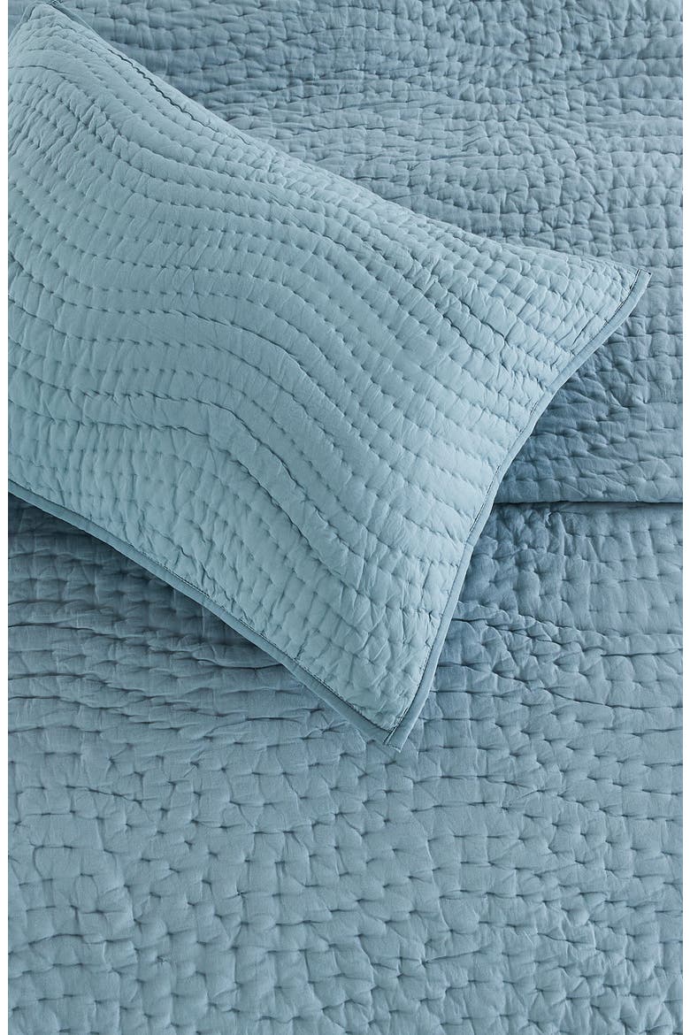 Voile Solid Cotton Quilt & Sham Set, Alternate, color, SLATE BLUE