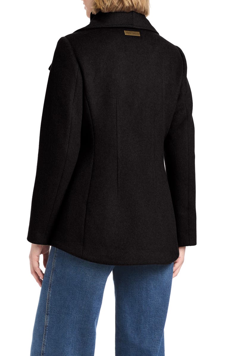 Vince Camuto High-Low Hem Wool Blend Coat with Fixed Bib, Alternate, color, Black