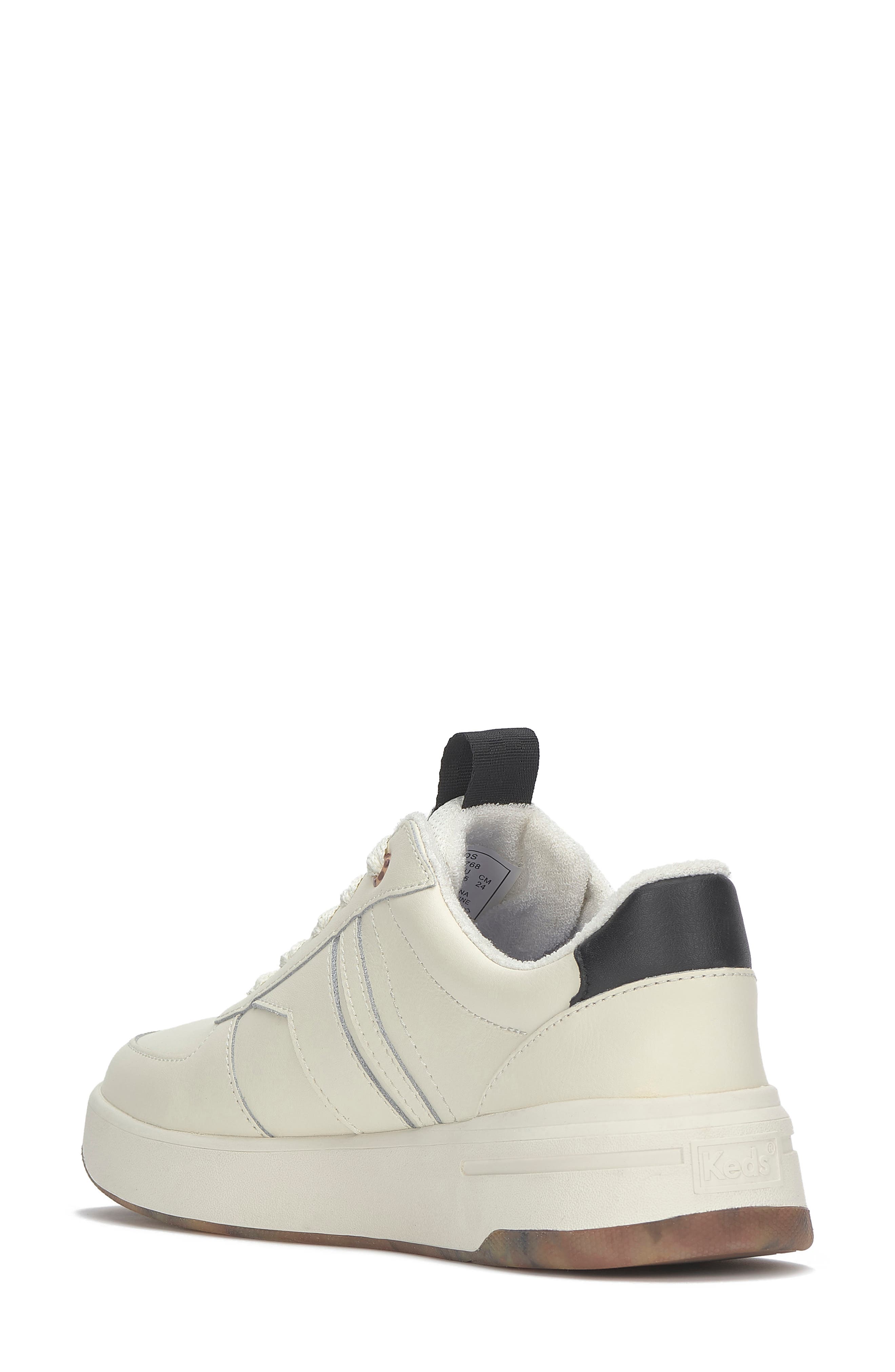 Keds<sup>®</sup> Court II Leather Sneaker, Alternate, color, Egret/ Tan Black